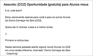 E-mail de Aplicação para Alunos Antigos