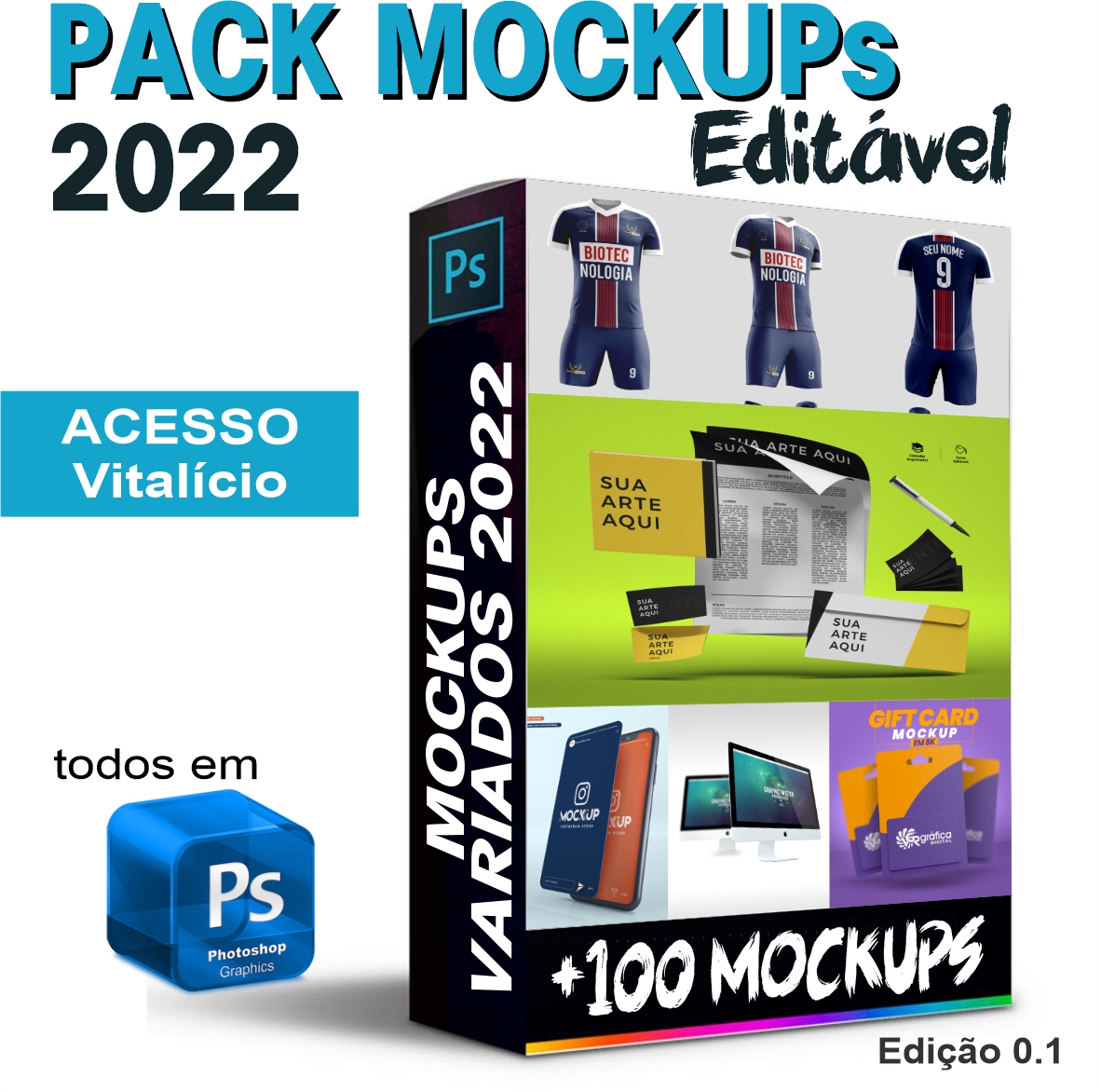 Imagem de capa para o Ebook Pack Mockup 2022 - 100% Editáveis (postado Em 01-02-22)