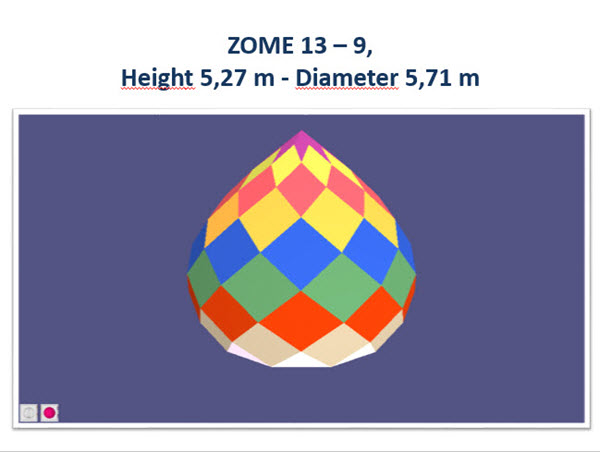 Zome Pattern ZOME 13 – 9 - Height 5,27 m - Diameter 5,71 m - Step by Step! - Ric...