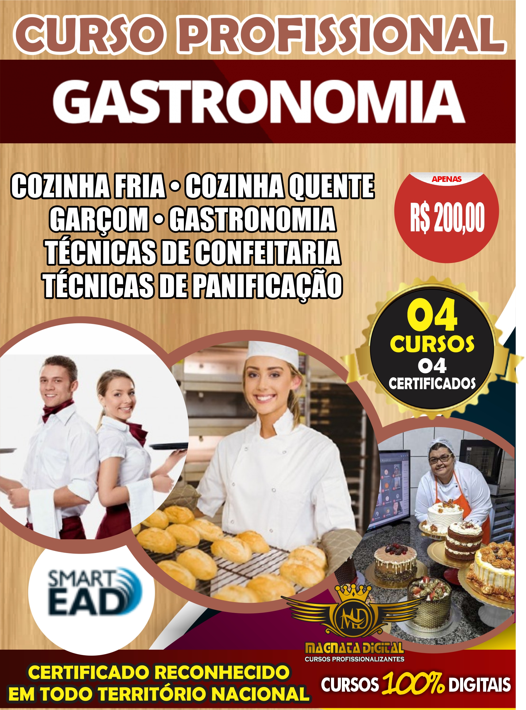 MAGNATA DIGITAL - CURSO COMPLETO DE GASTROMNOMIA - PACOTE COM 06 CURSOS