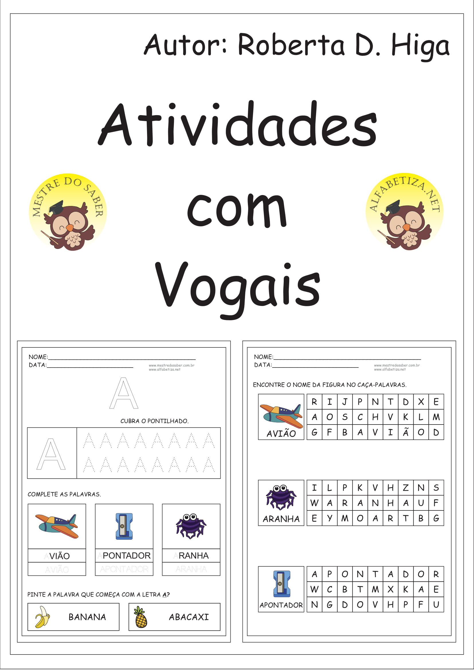 Imagem de capa para o Ebook Atividades com Vogais