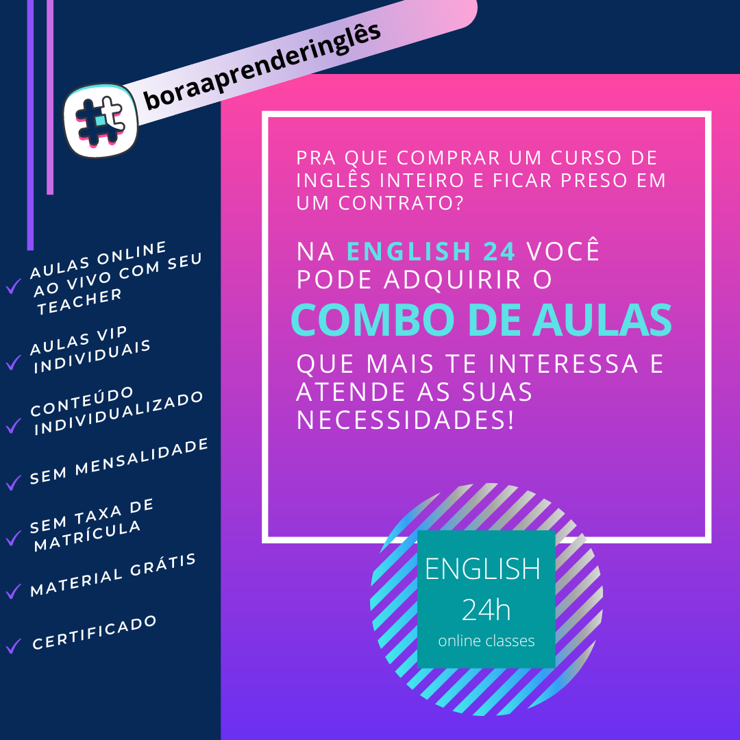 Aulas VIP de inglês Combo Trimestral (12 e ao vivo