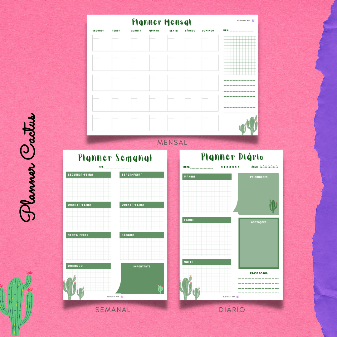 Kit Planner Cactus TL Digital Art Hotmart