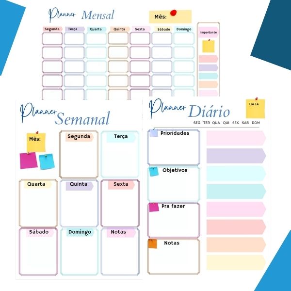 PLANNER DIÁRIO, SEMANAL E MENSAL - Colorful Designer Digital | Hotmart