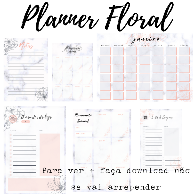 Planner Floral Versão Rosa - Bruna Oliveira | Hotmart