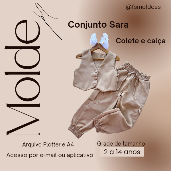 Imagem de capa para o Ebook Molde conjunto Sara colete e calça infantil 