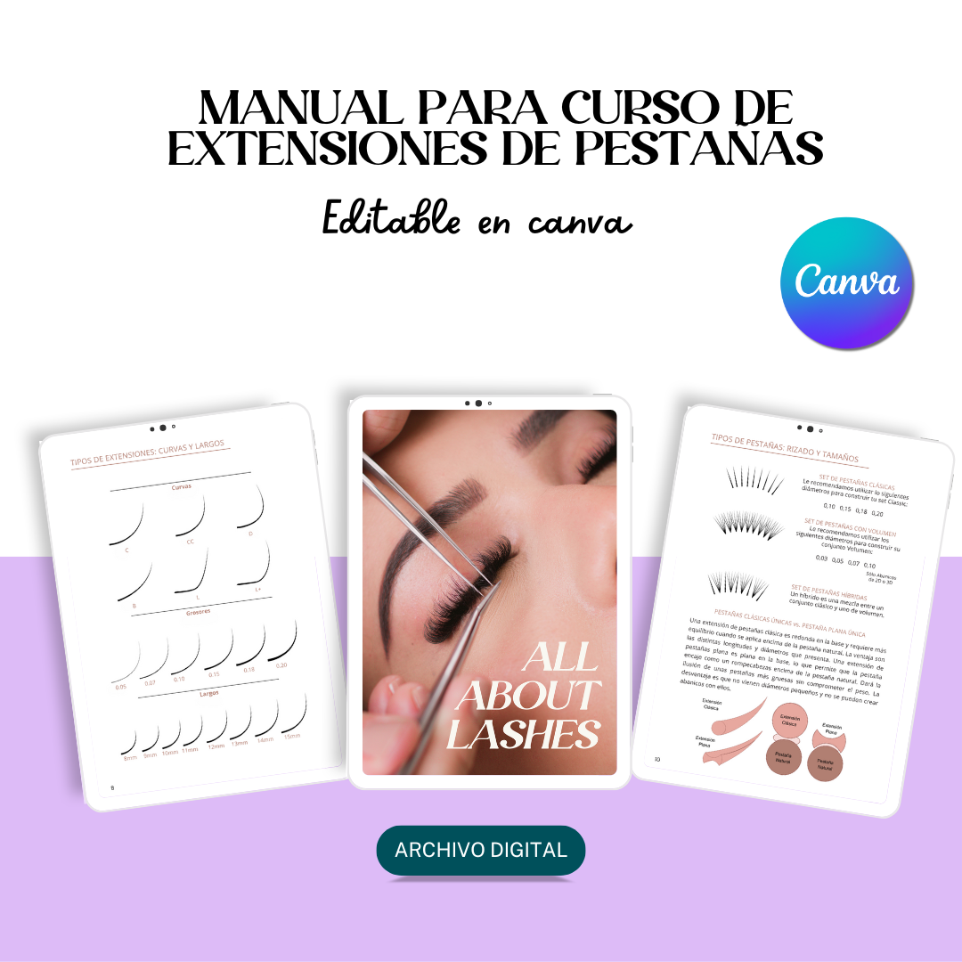 Manual Editable para curso de Extensiones de Pestañas - CANVA - Fic...