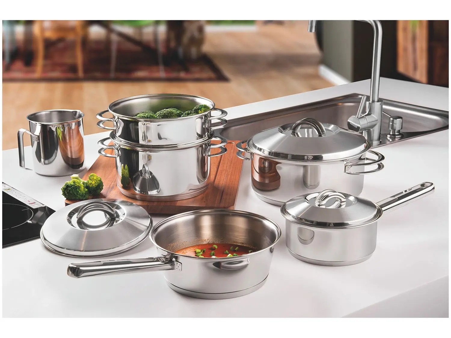 Conjunto de Panelas Tramontina Solar - Inox 6 Peças Fundo Triplo