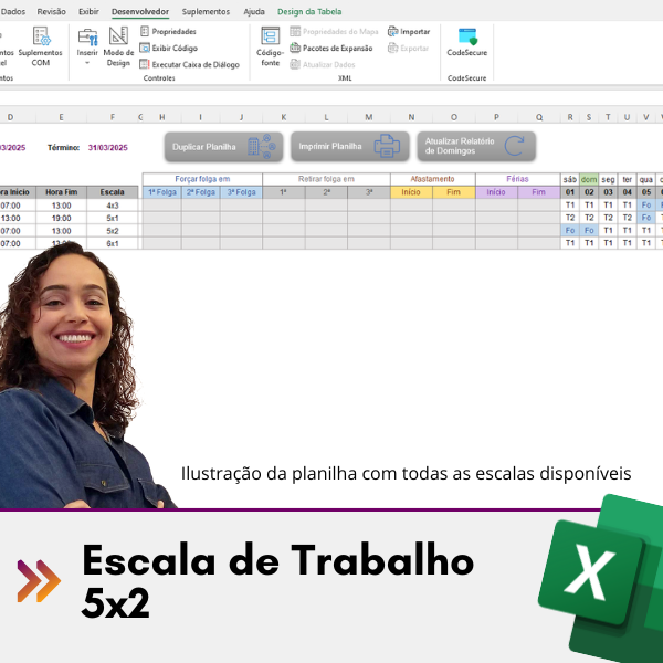 Escala de Trabalho Mensal 5x2 [Planilha] - 01 Aces. - PROFESSORA IZ...