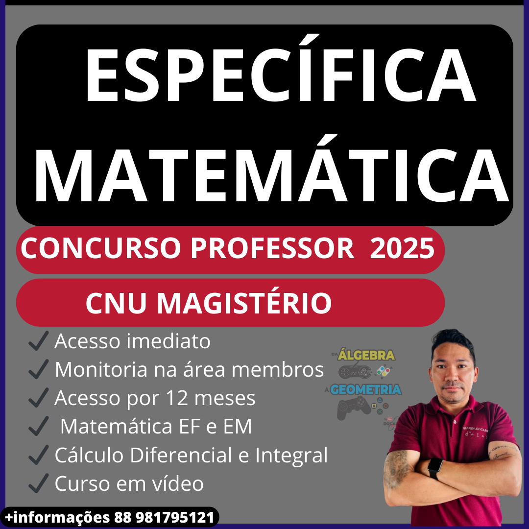 Imagem de capa para o Curso online PREPARAÇÃO CONCURSOS DE PROFESSOR DE MATEMÁTICA 2025