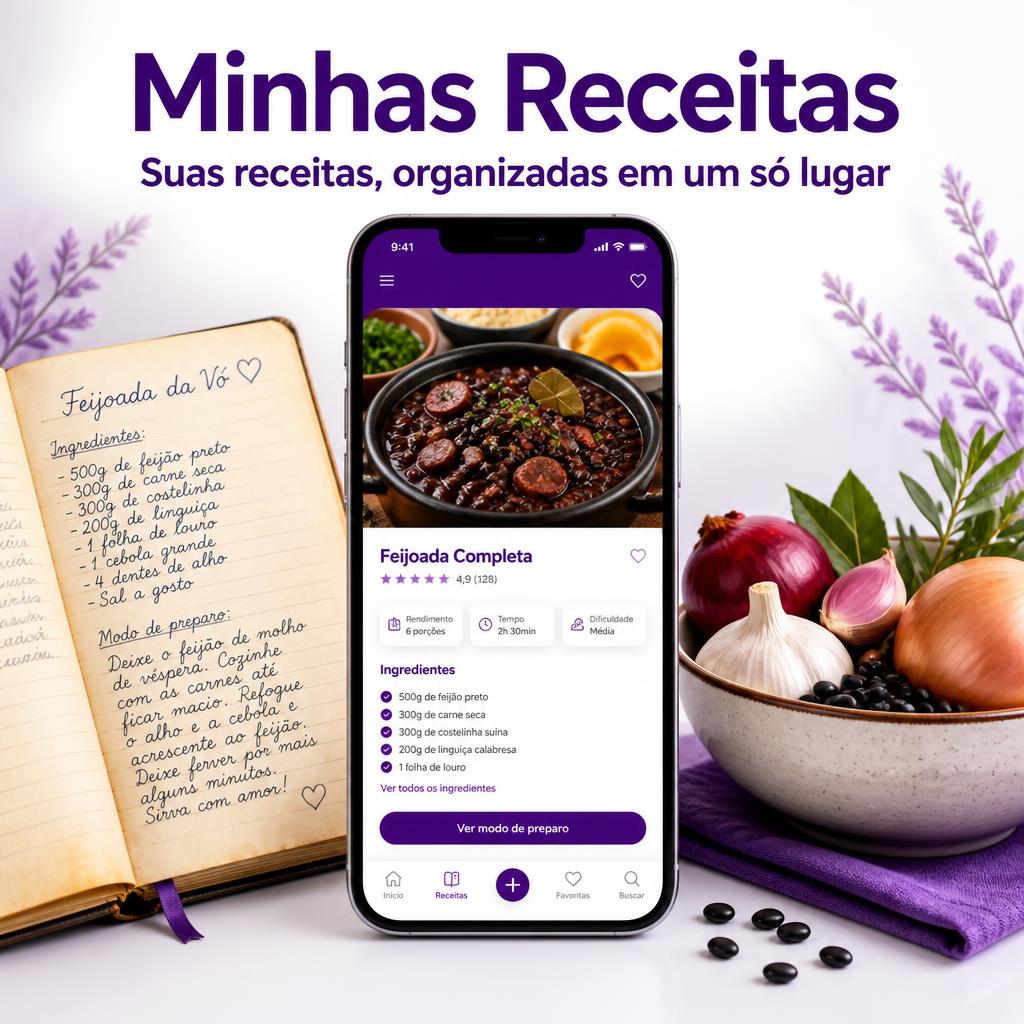 Interface do Aplicativo Minhas Receitas