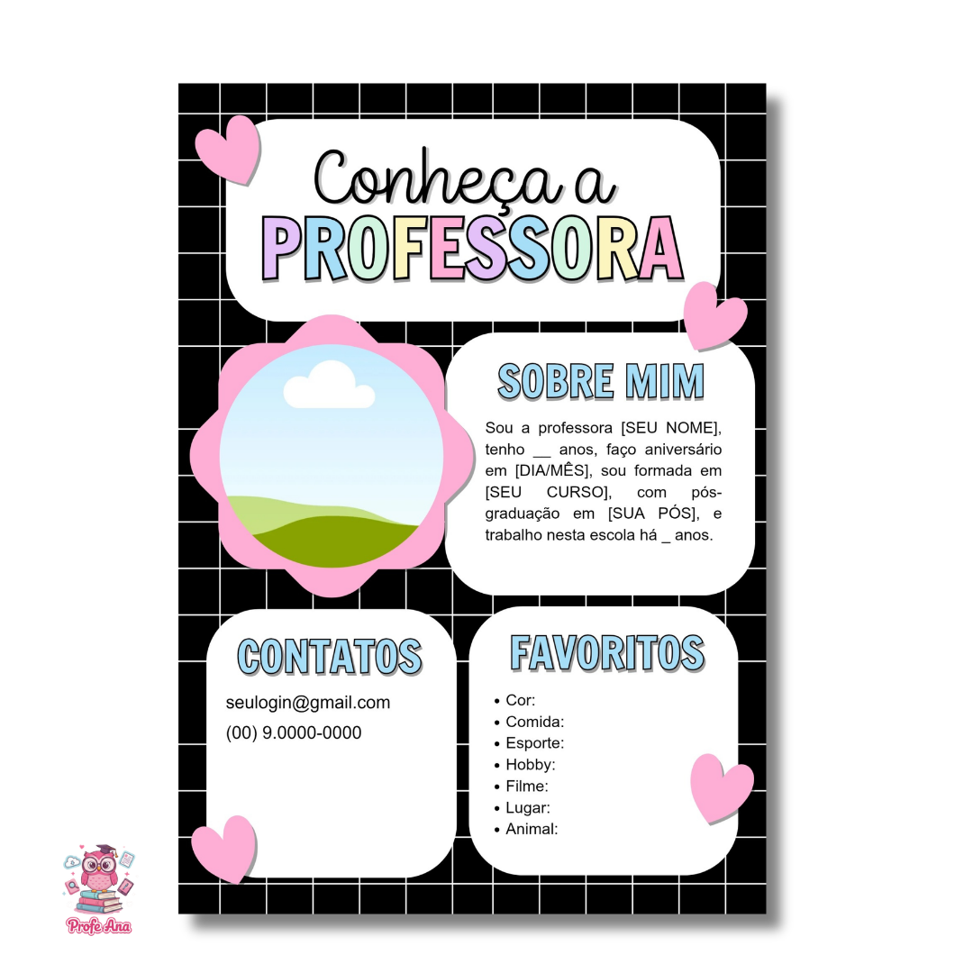 Conheça a professora (Editável) - Ana Pedagoga | Hotmart