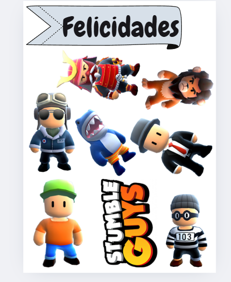 Painel De Festa Redondo E Capas Cilindros Tema Stumble Guys | Frete grátis