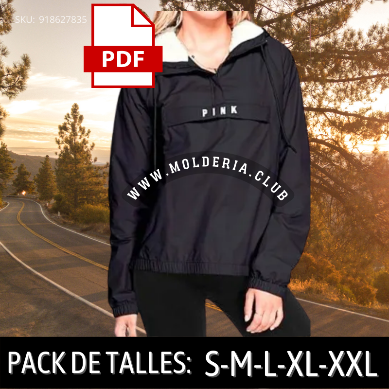 Patrón de Costura de Rompevientos para Mujer - Molde de Cortavientos Anorak