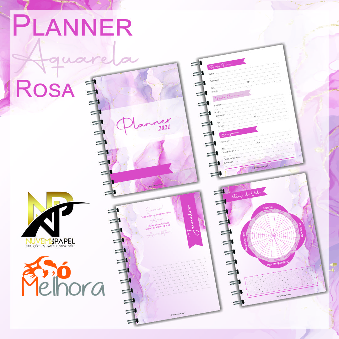 Planner Aquarela Rosa