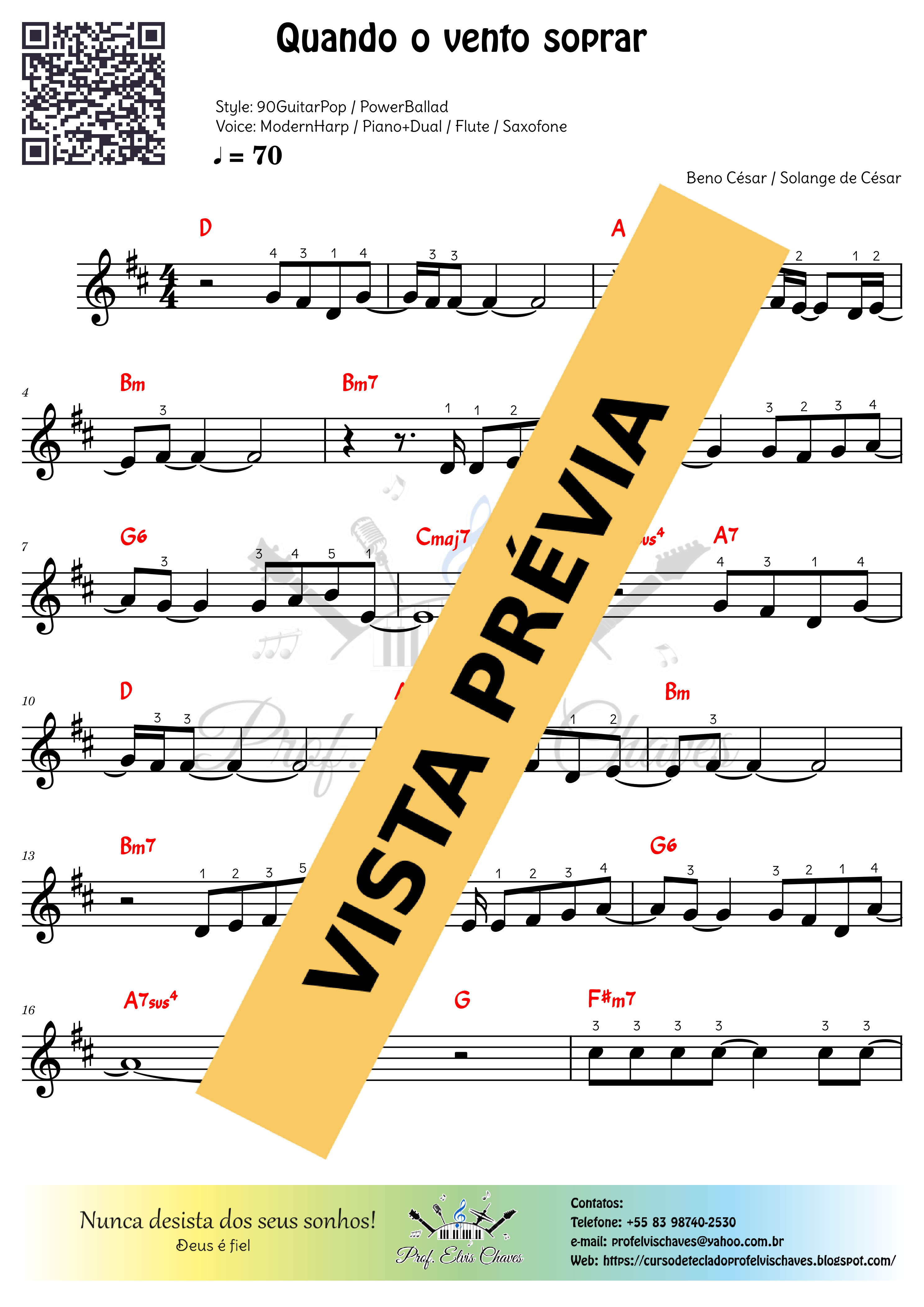 🎼 Quando o vento soprar - 6768 - Tutorial Partitura e Teclado Fáci...