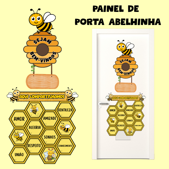  Painel de Porta Abelhinha - Sejam Bem-vindos!