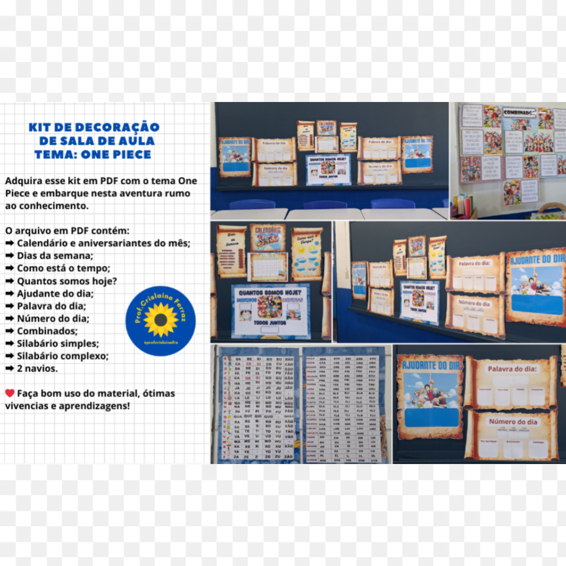 Kit de decoração de sala de aula tema: One piece