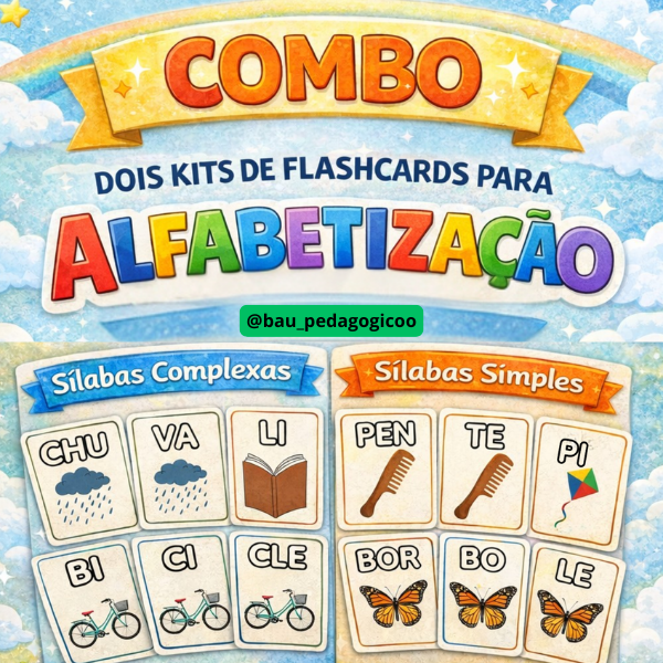 Combo Flashcards para Alfabetização - Baú Pedagógico | Hotmart