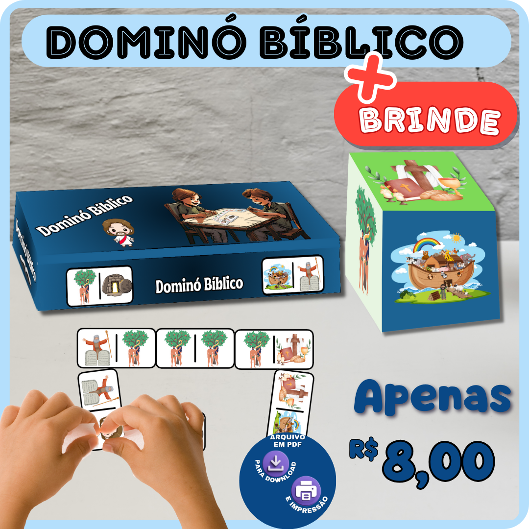 Dominó Bíblico - jogo bíblico para imprimir - Recurso para Ministério Infantil e Mães