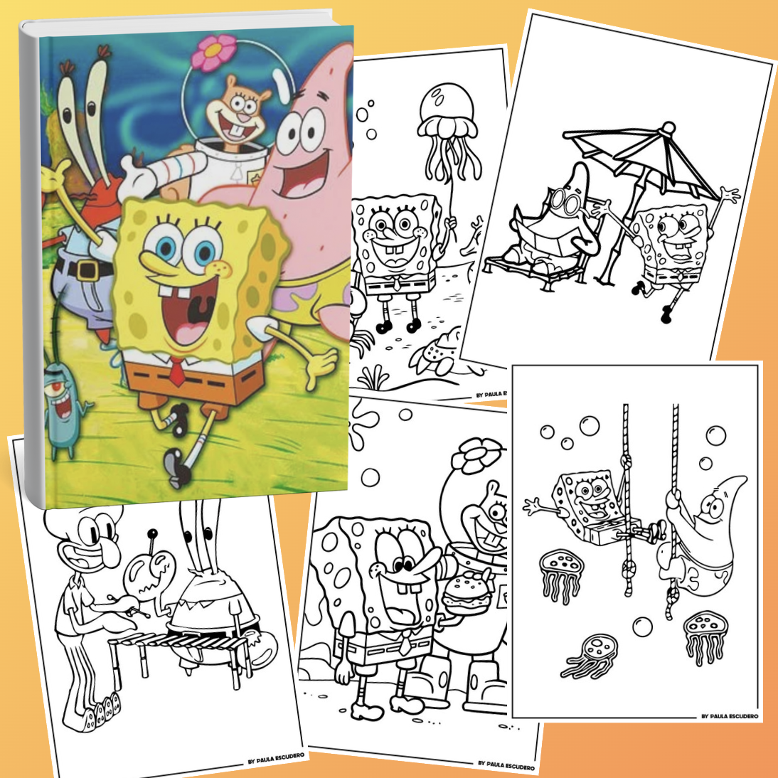 🍍 Libro para Colorear de Bob Esponja para Niños – 15 Páginas Impri...