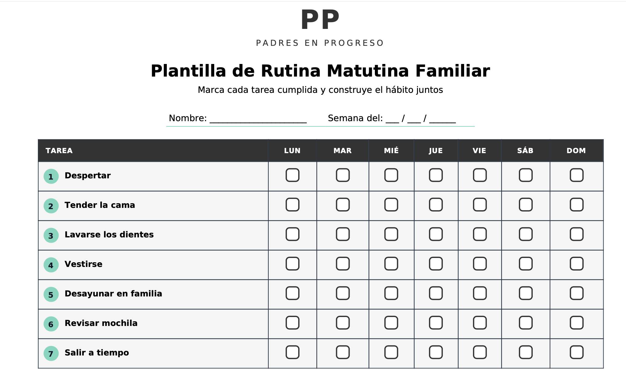 Plantilla Rutina Familiar