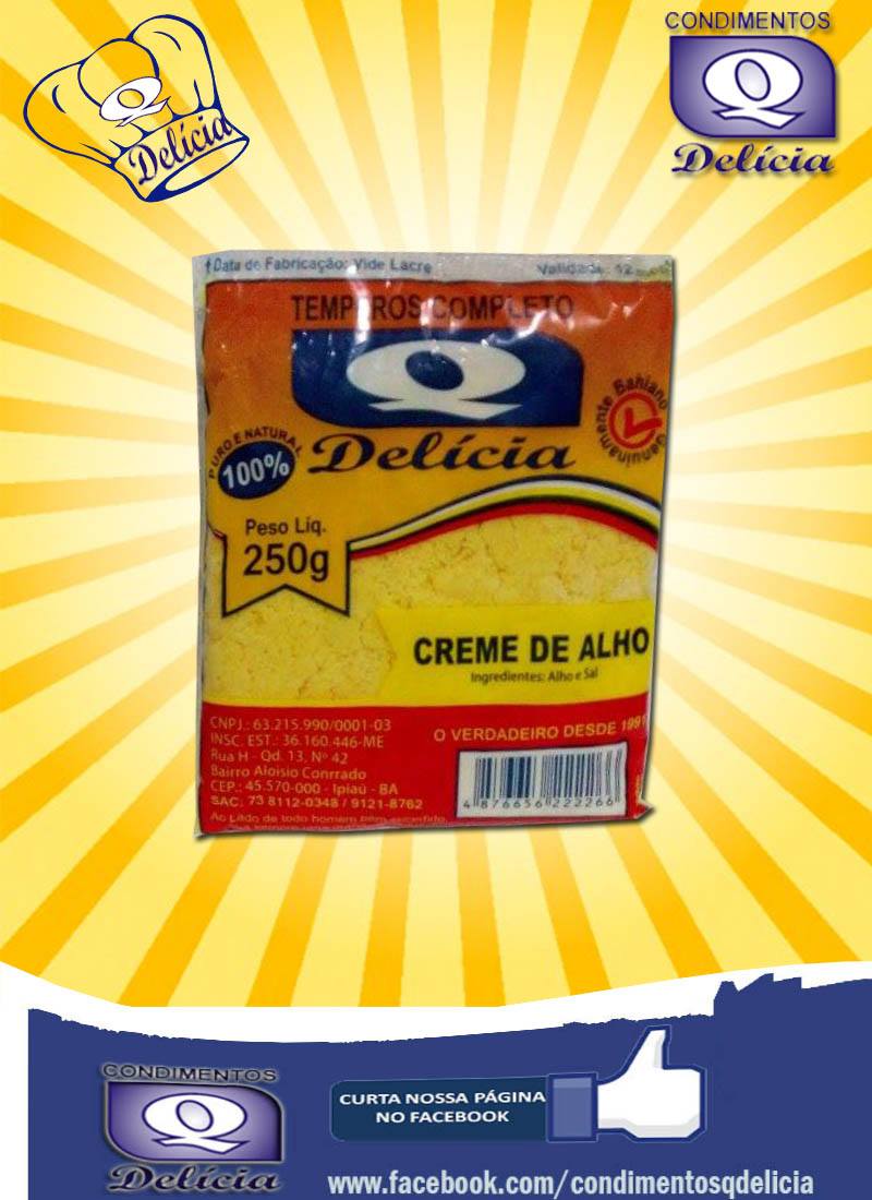 Creme de Alho 250g Condimentos Q Delicia