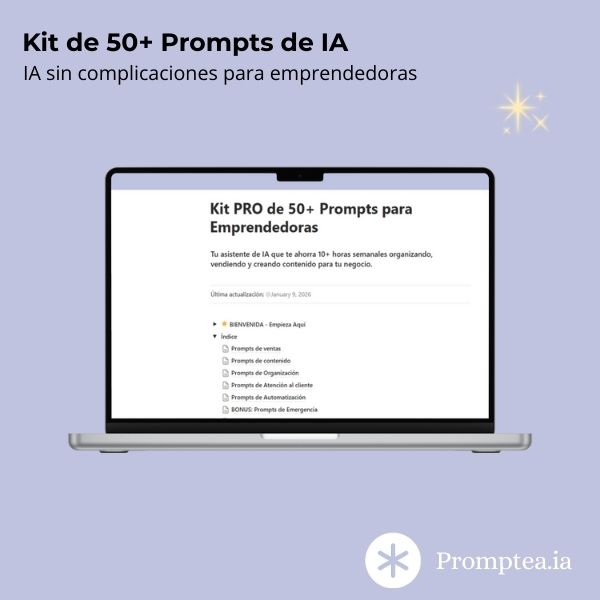 Kit de 60 Prompts de IA para Emprendedoras | Promptea.ia | Hotmart