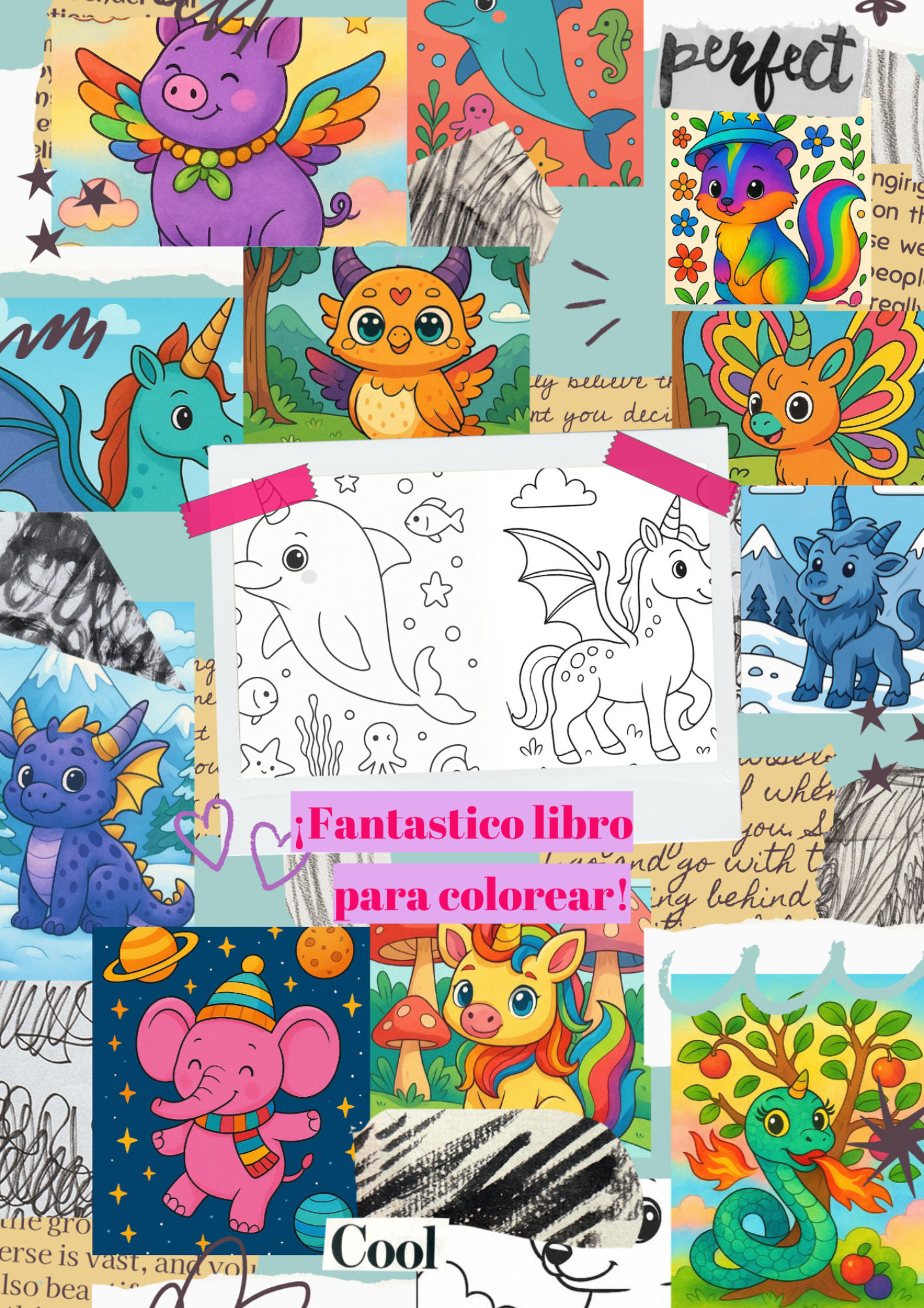 libro digital de animales fantásticos para colorear | Hotmart