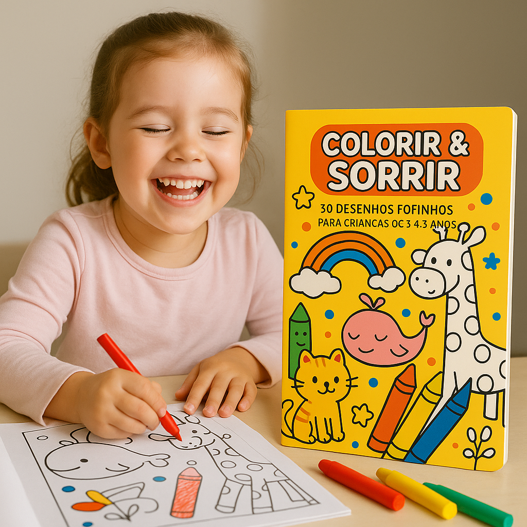 Colorir & Sorrir: 30 Desenhos Fofinhos para Crianças de 3 a 5 Anos
