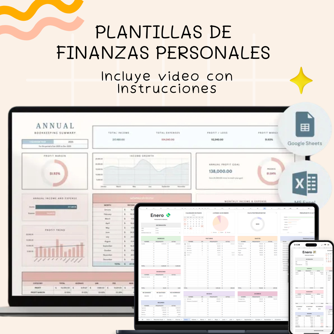 Plantilla de Finanzas Personales - Marketing Digital Productos Gana...