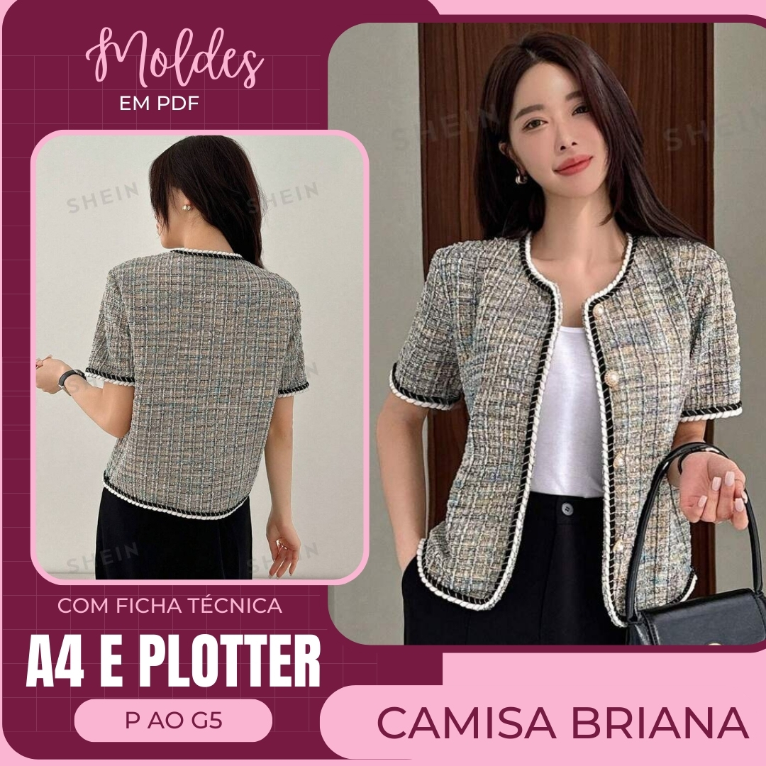 Imagem de capa para o Ebook Camisa Briana - Molde em PDF 