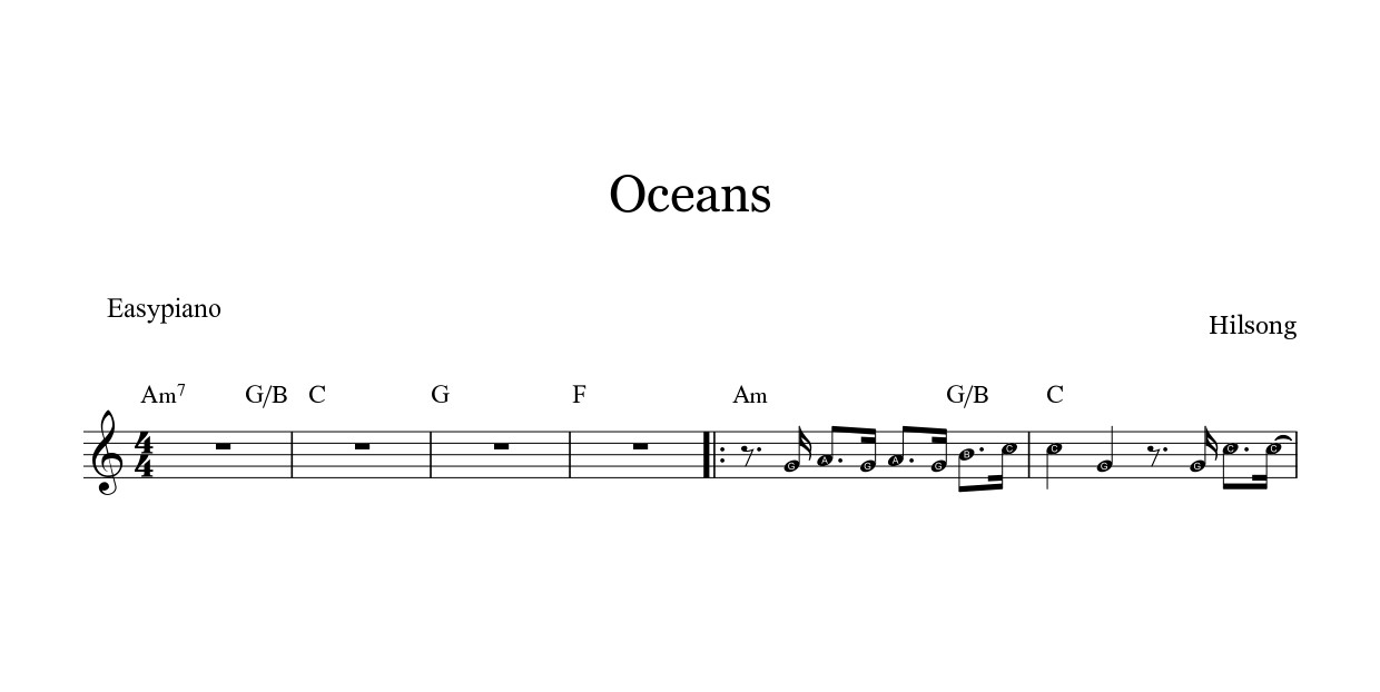 Sheet Music Simplified Oceans Piano Songs Hotmart