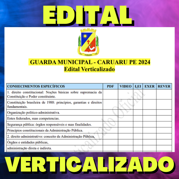 GUARDA MUNICIPAL - CARUARU PE 2024 - Edital Verticalizado - Edital ...