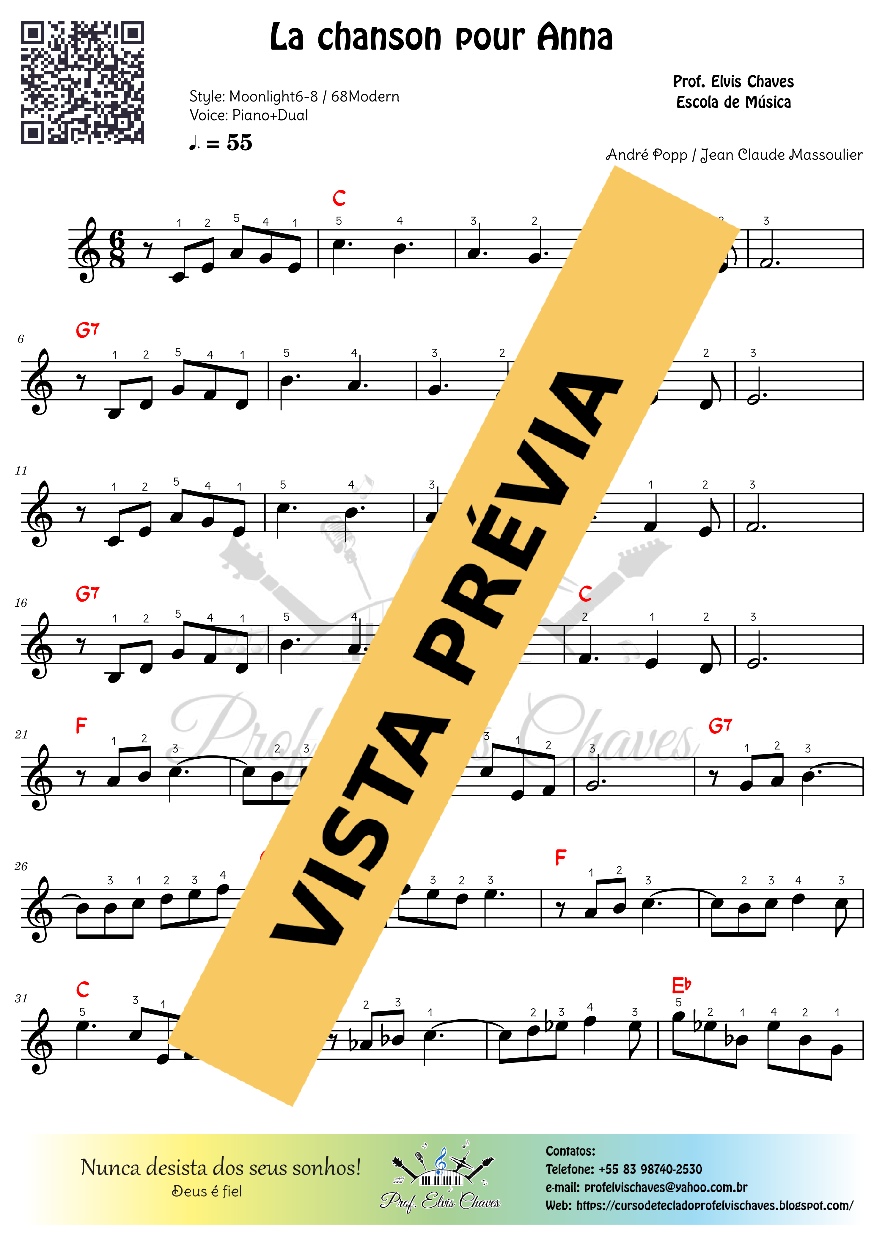 🎼 La chanson pour Anna 486 Tutorial Partitura e Teclado Fácil
