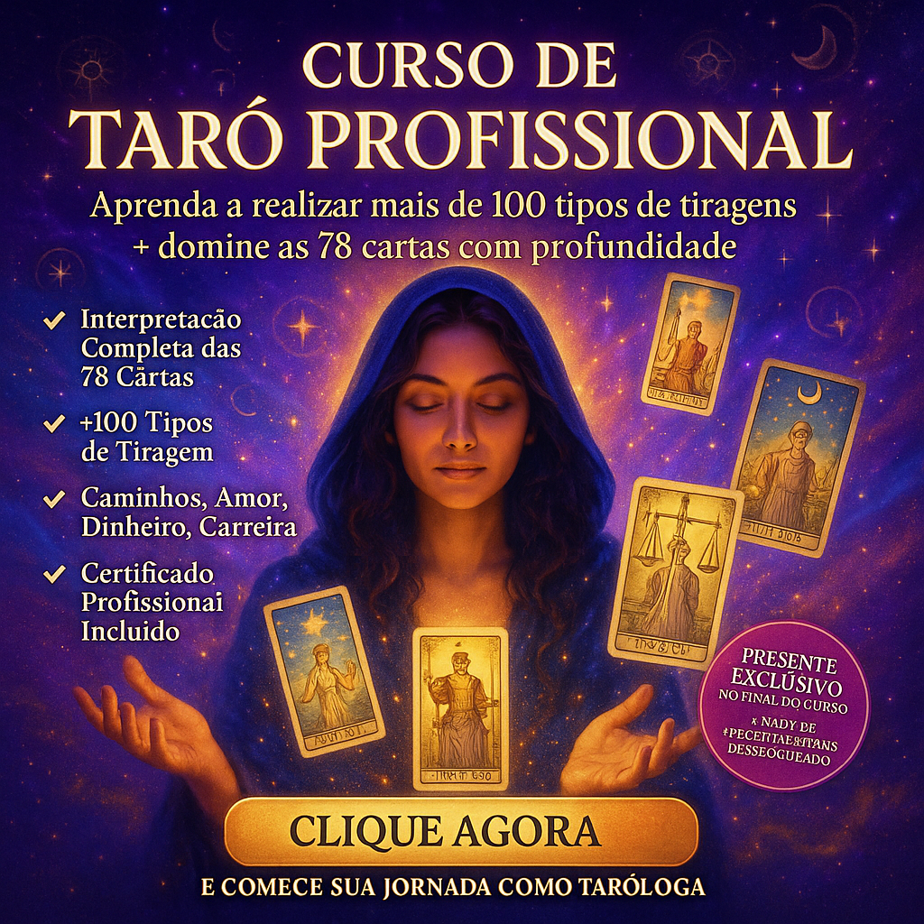 🚨Ultima Bolsa Estudos 🚨 Curso de Tarot - Básico ao Avançado + 78 Cartas +100 Técnicas Tiragem