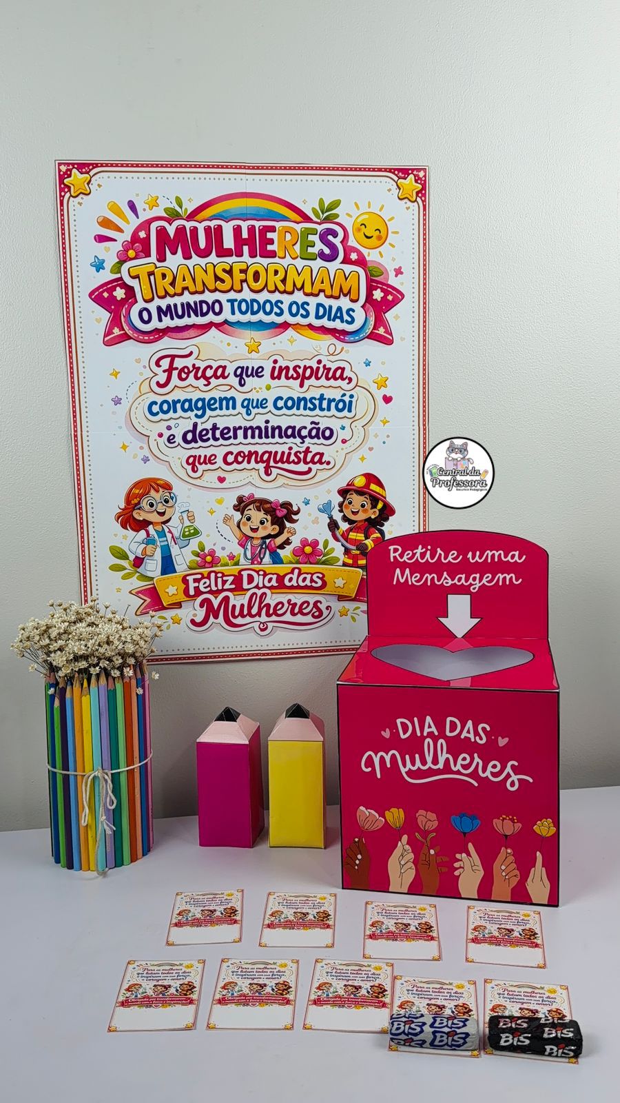 Kit dia das mulheres painel e caixa interativa