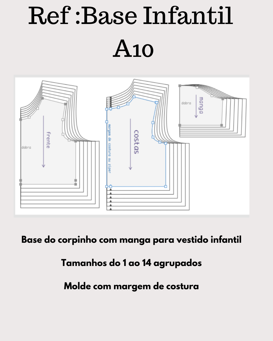 molde base corpinho infantil com manga