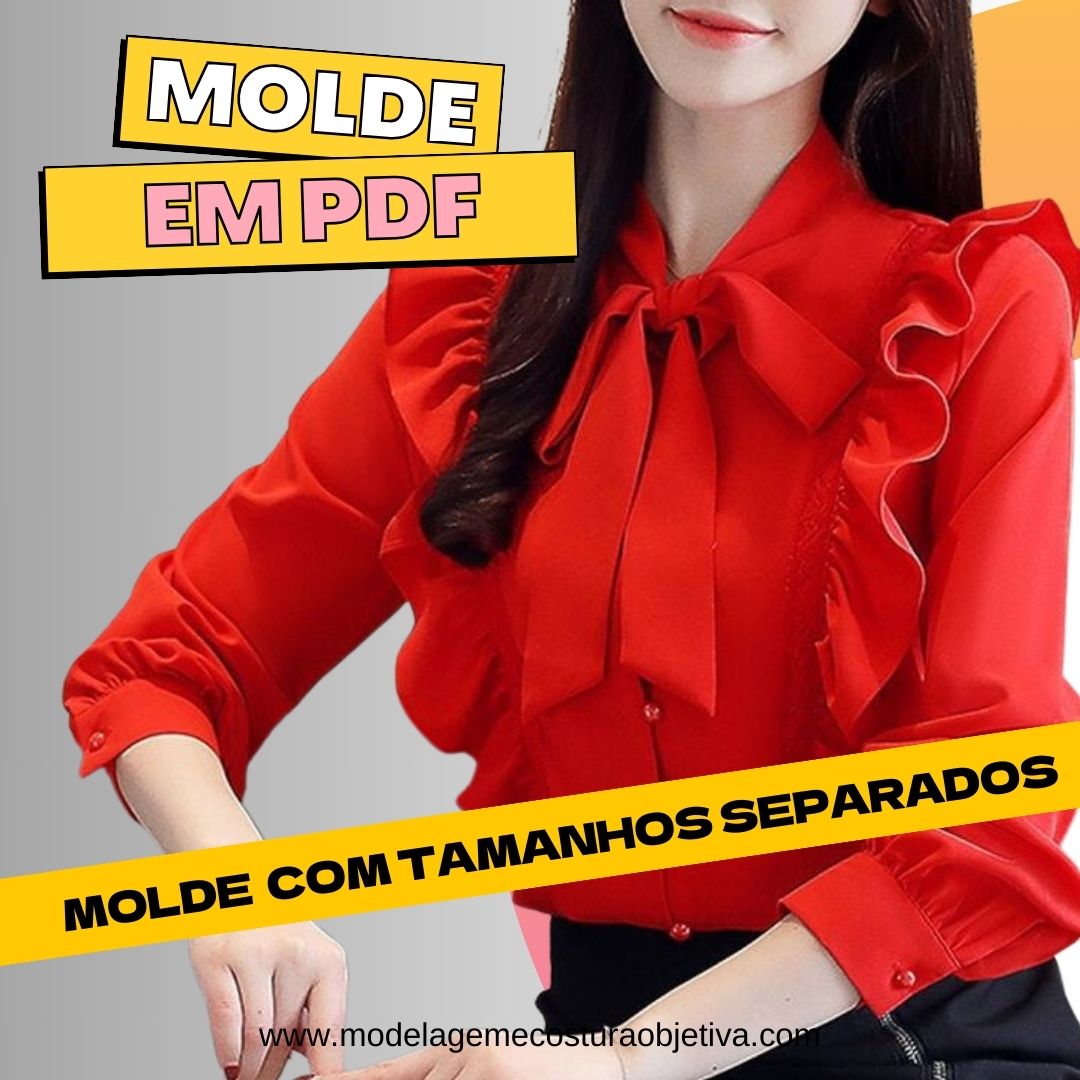 Imagem de capa para o Curso online MOLDE EM PDF-Camisa com gola laço e Babado