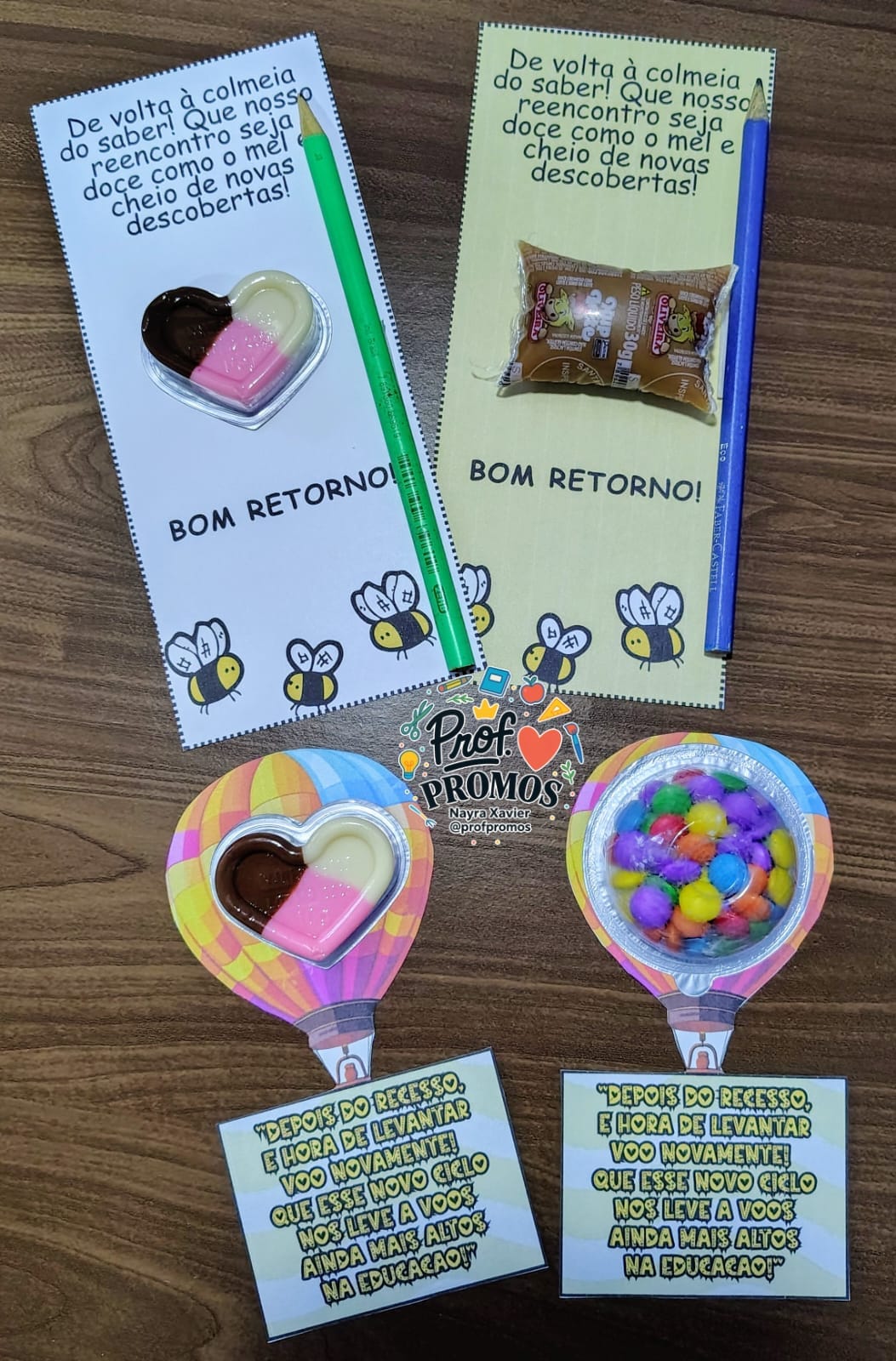 Cartões Volta às Aulas 💛🐝🎈
