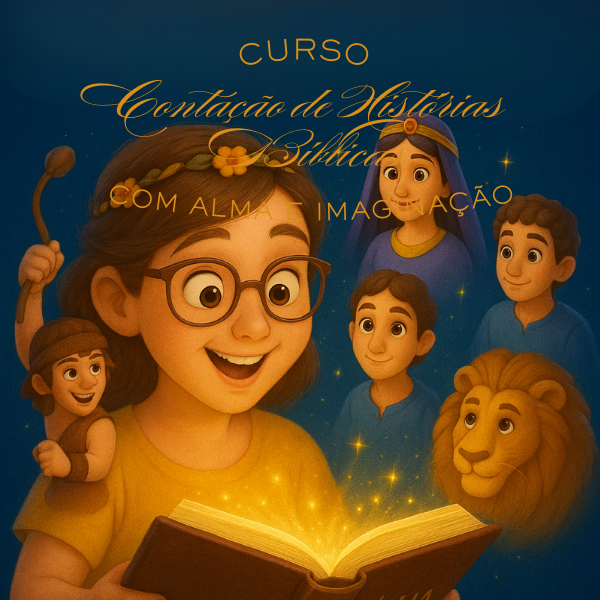 Imagem de capa para o Curso online CURSO DE CONTAÇÃO DE HISTÓRIAS BÍBLICAS COM ALMA E IMAGINAÇÃO
