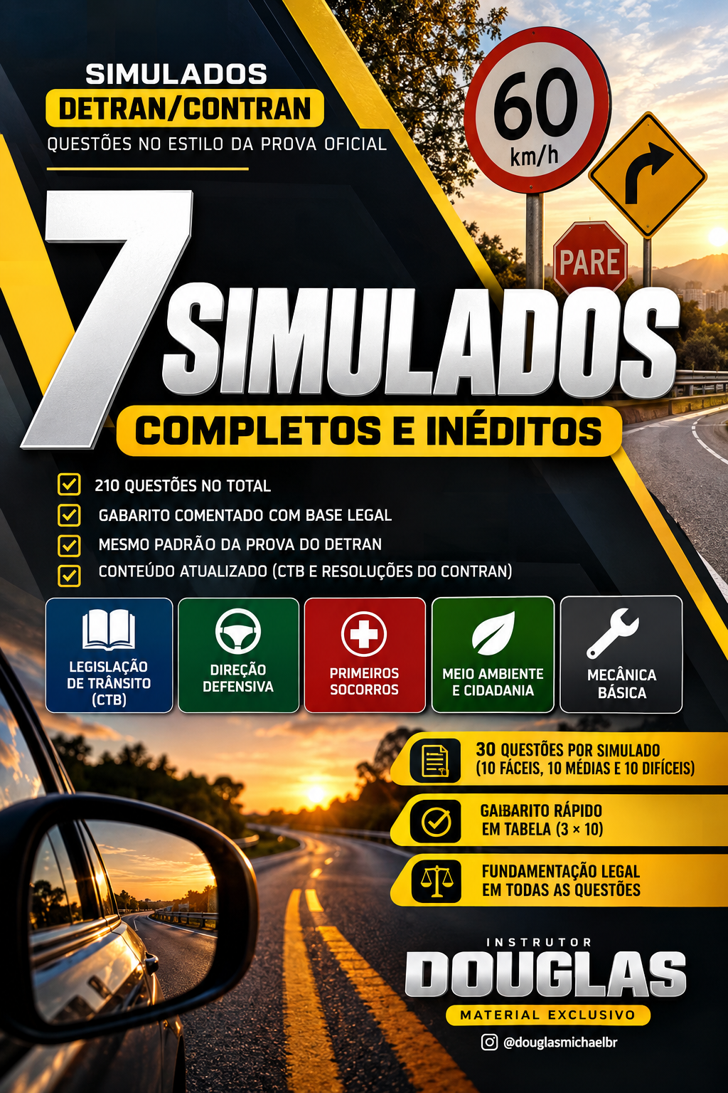 Capa do e-book 7 Simulados DETRAN Guia Completo