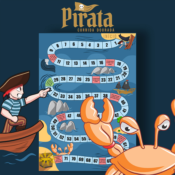 Pirata Corrida Dourada - jogo para impressão 