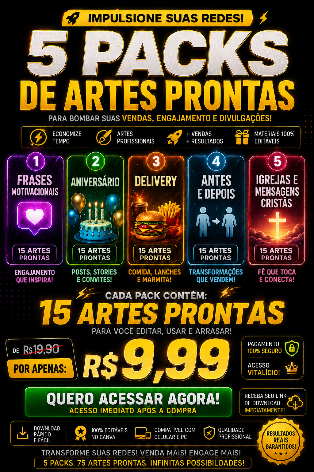 Kit 5 packs de modelos prontos | Hotmart