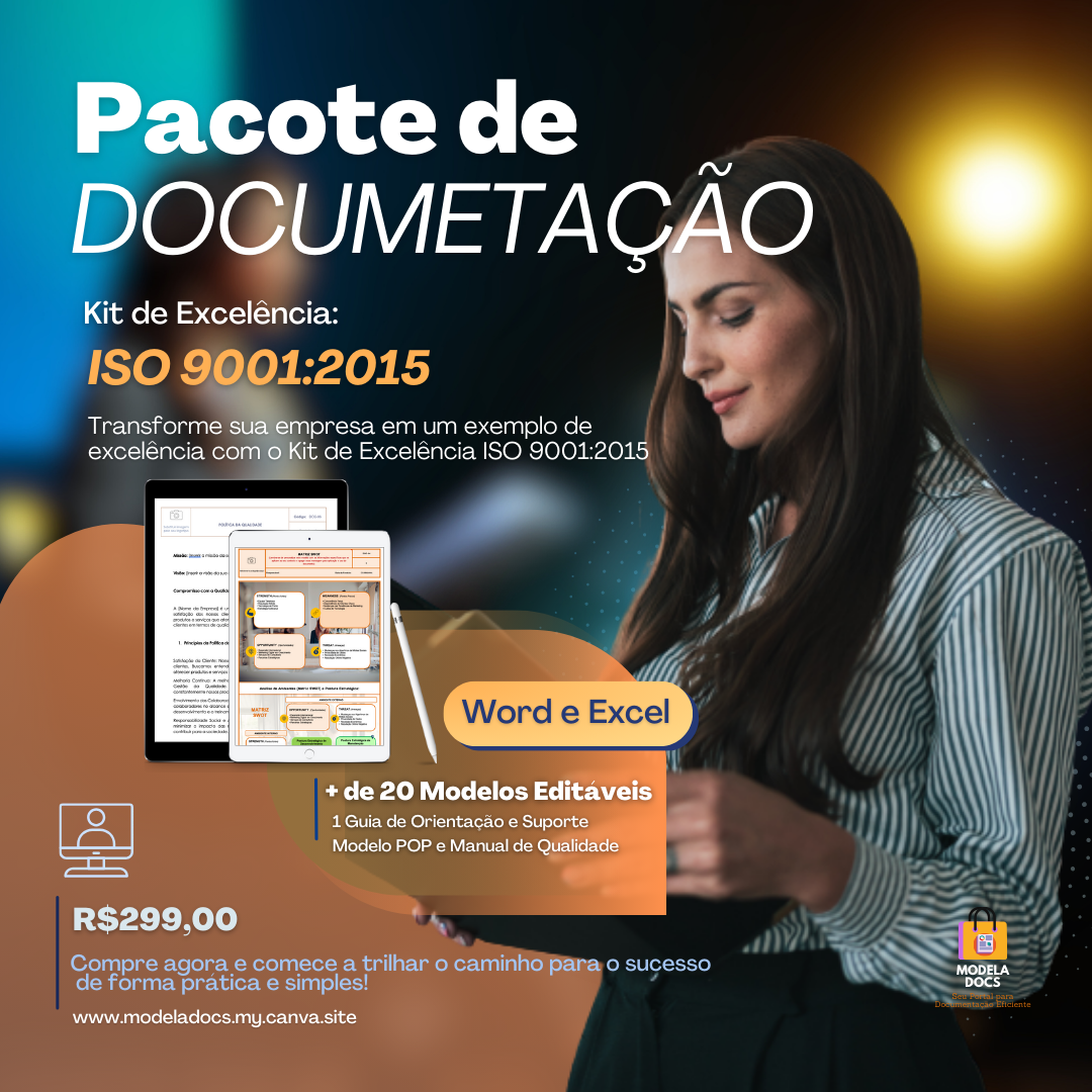 Kit de Excelência ISO 9001:2015 - Pacote de Documentação