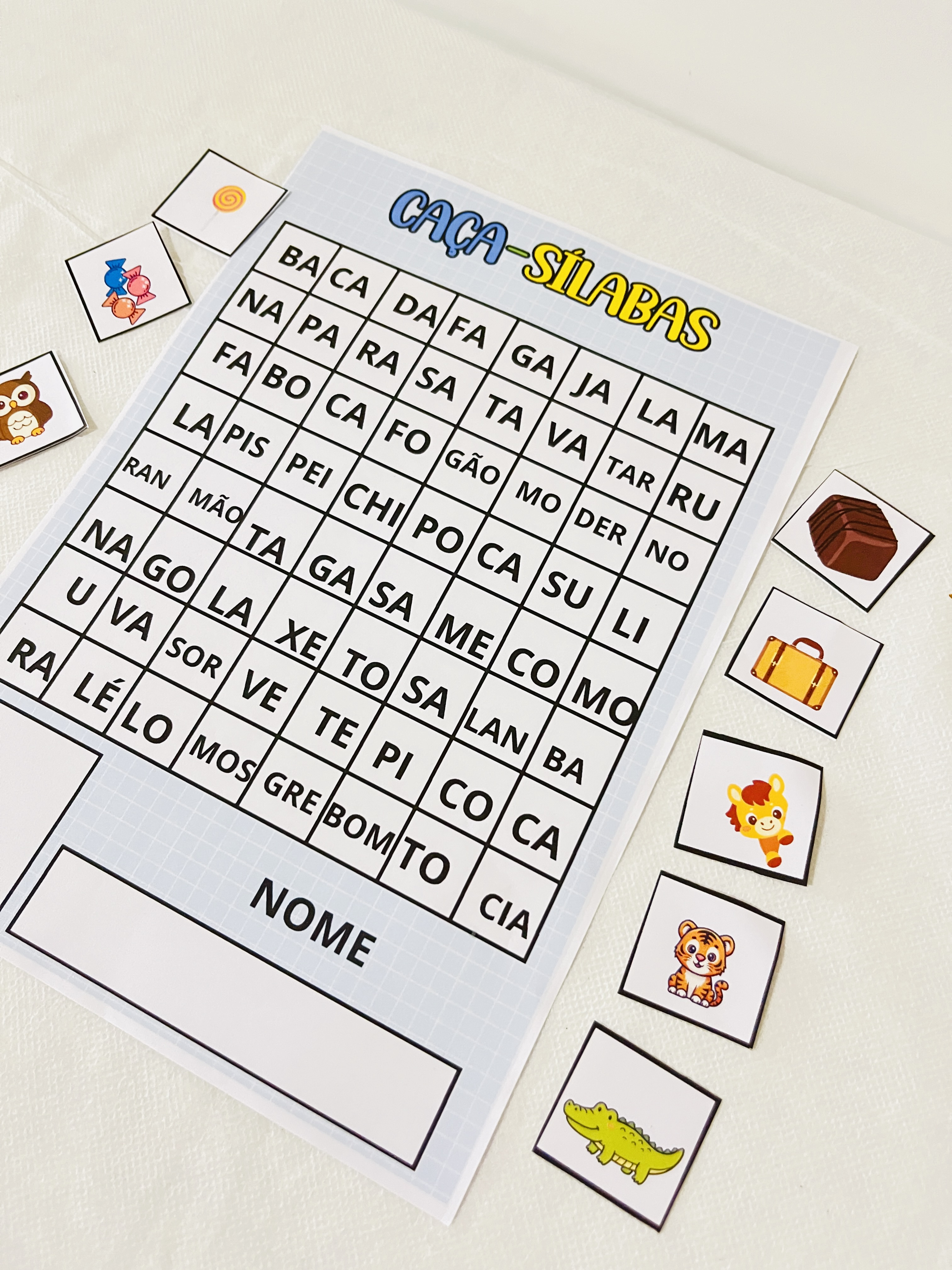 Caça Sílabas - Recursos pedagógicos em PDF 