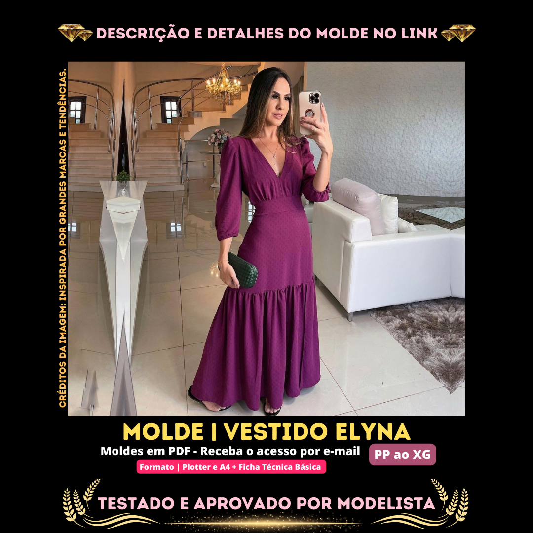 Imagem de capa para o Curso online [Molde em PDF] - Vestido Elyna ID 2822128✨