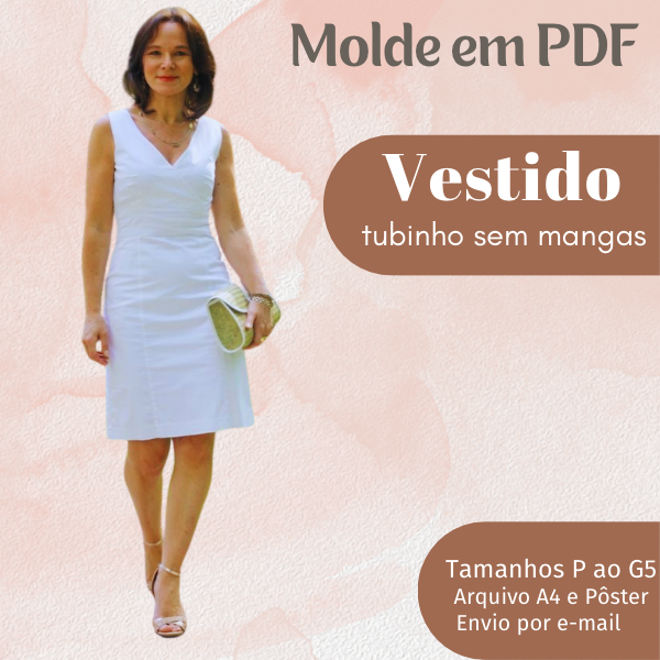 MOLDE EM PDF VESTIDO TUBINHO SEM MANGAS IRENE