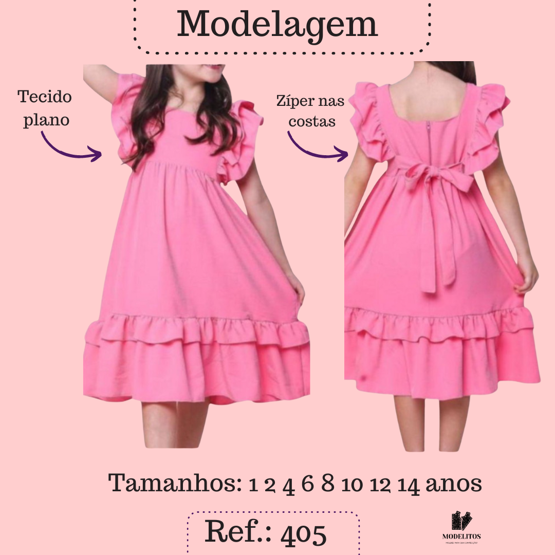 molde vestido infantil de 1 a 14 anos - Modelitos Moldes | Hotmart