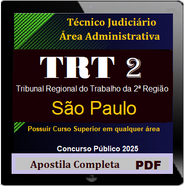 Imagem de capa para o Ebook TRT-2 (SP)- Técnico Judiciário - Administrativa - Apostila em PDF - 2025